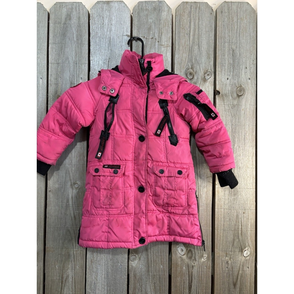 Canada Weathergear Girls Hooped 3T Pink Puffer Parka Coat Some Staining‎